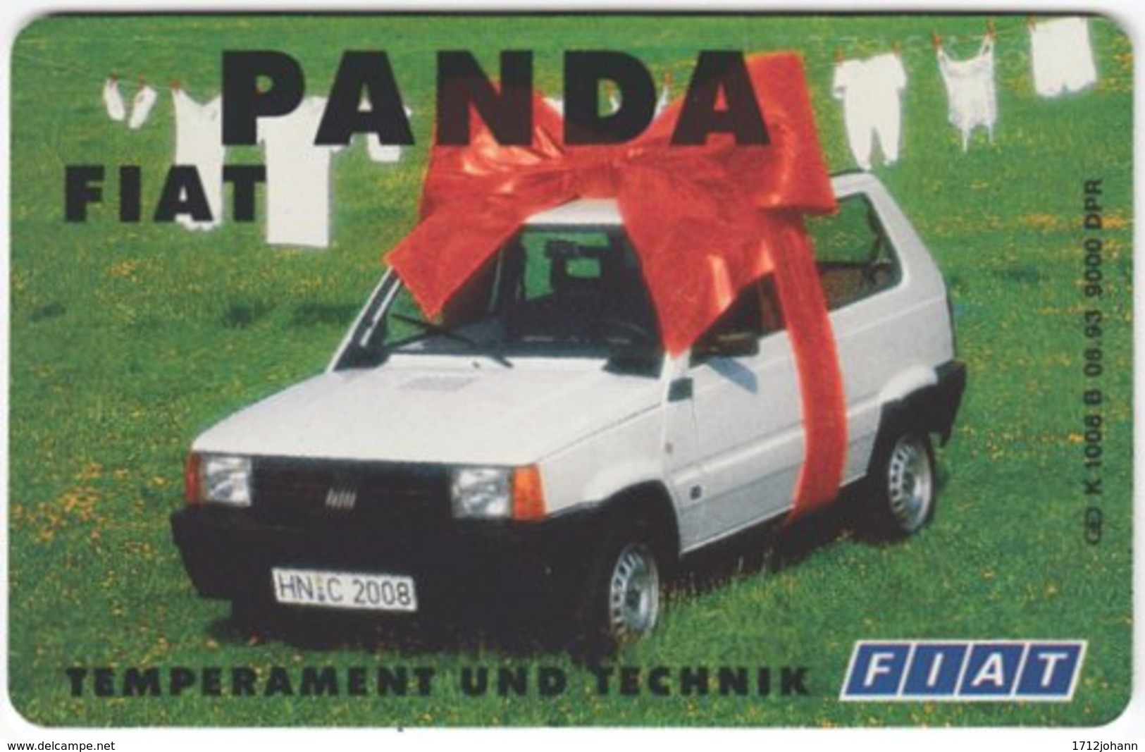 GERMANY K-Serie A-308 - 1008B 08.93 - Traffic, Car, Fiat - MINT - K-Series: Kundenserie