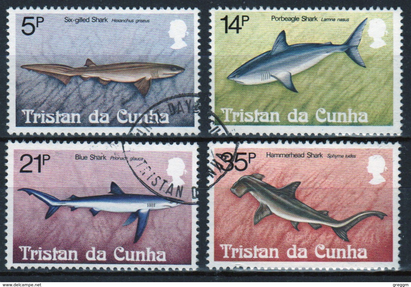 Tristan Da Cunha 1982 Complete Set Of Stamps Commemorating Sharks. - Tristan Da Cunha