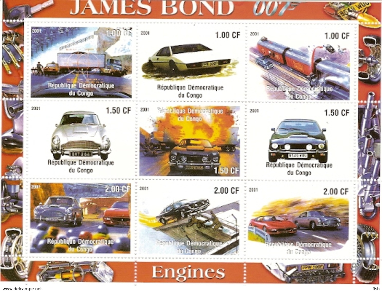 Congo ** & Classicos 007, Bond Engines 2001 (4466) - Nuovi