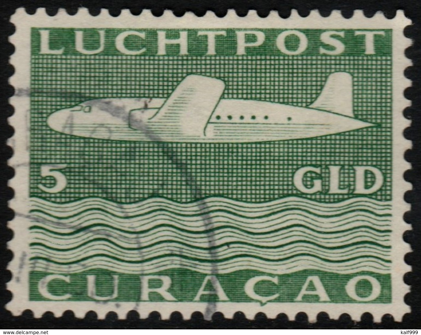 ~~~  Curacao 1947 - Airmail 5 Gulden  - NVPH LP84 (o) ~~~ - Curaçao, Nederlandse Antillen, Aruba