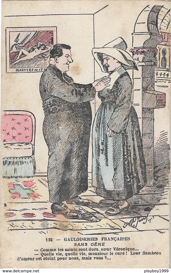 HUMOUR - Gauloiseries Françaises - Comme Les Saints Sont Durs.soeur Véronique ... Carte Tachée - CP - VIERGE - - Humour