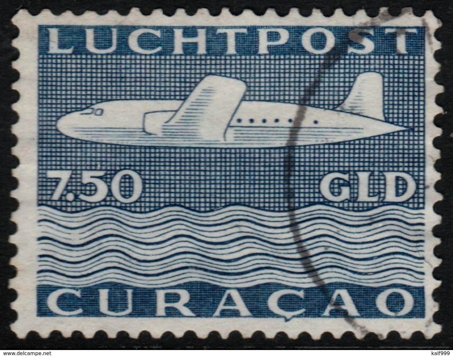 ~~~  Curacao 1947 - Airmail 7½ Gulden  - NVPH LP85 (o) CV 110.00 Euro ~~~ - Curaçao, Antilles Neérlandaises, Aruba