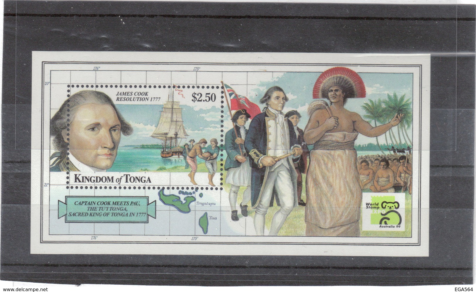 VV1 - TONGA Bloc Feuillet BF31 ** MNH De 1999 - James COOK Et " H.M.S. RESOLUTION " - Tonga (1970-...)