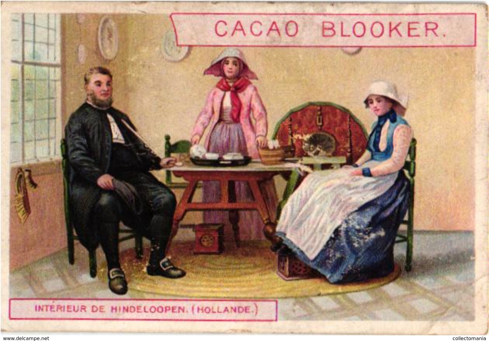 8 chromo cards c1890 Cacao Chocolade chocolate Blooker eiland Ile MARKEN island Holland Hindeloopen dog cart