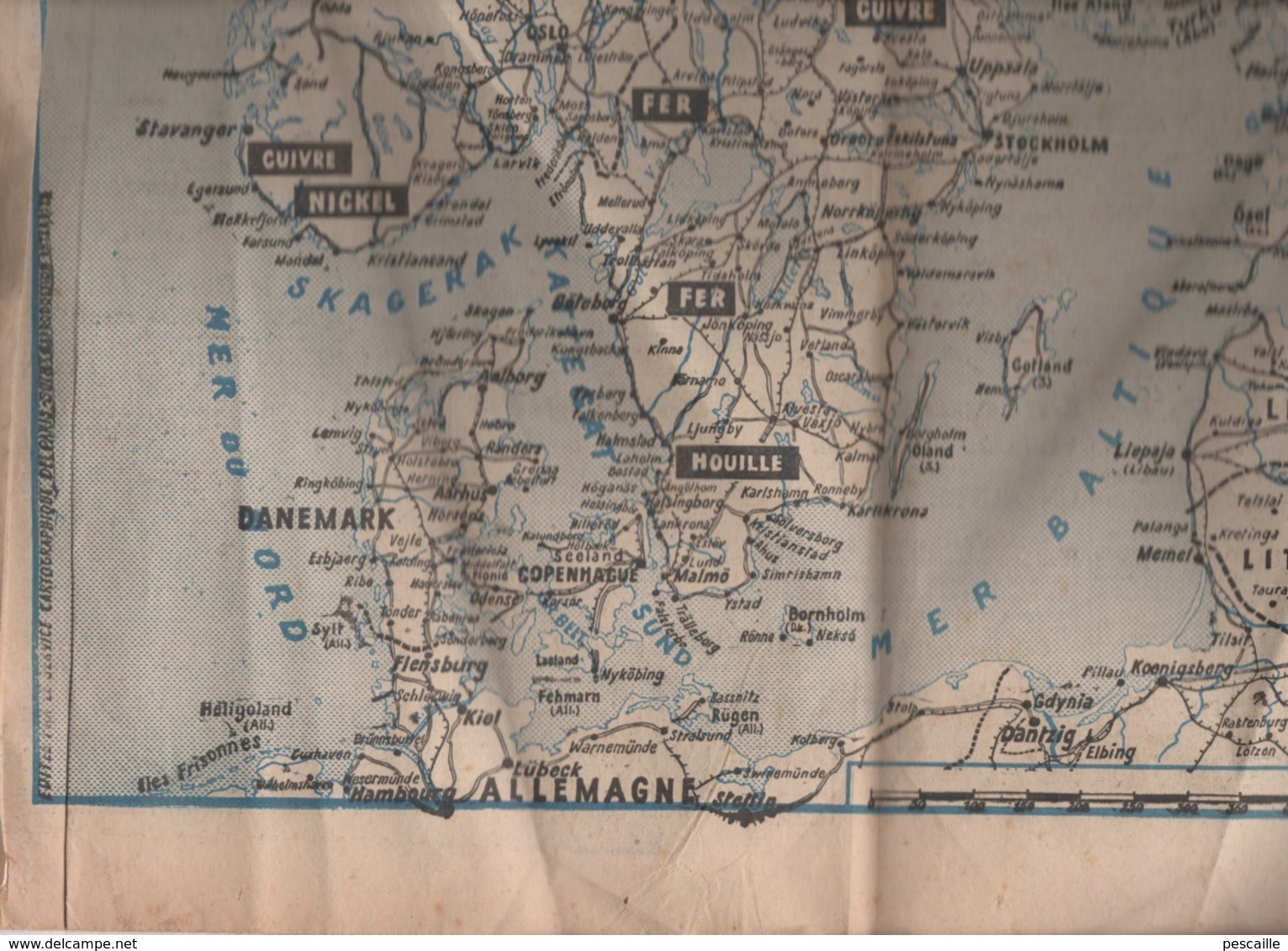 CARTE DE LA SCANDINAVIE PARUE DANS LE JOURNAL PARIS-SOIR DU 1er MAI 1940 - FINLANDE SUEDE NORVEGE DANEMARK - RESSOURCES - Mapas Geográficas