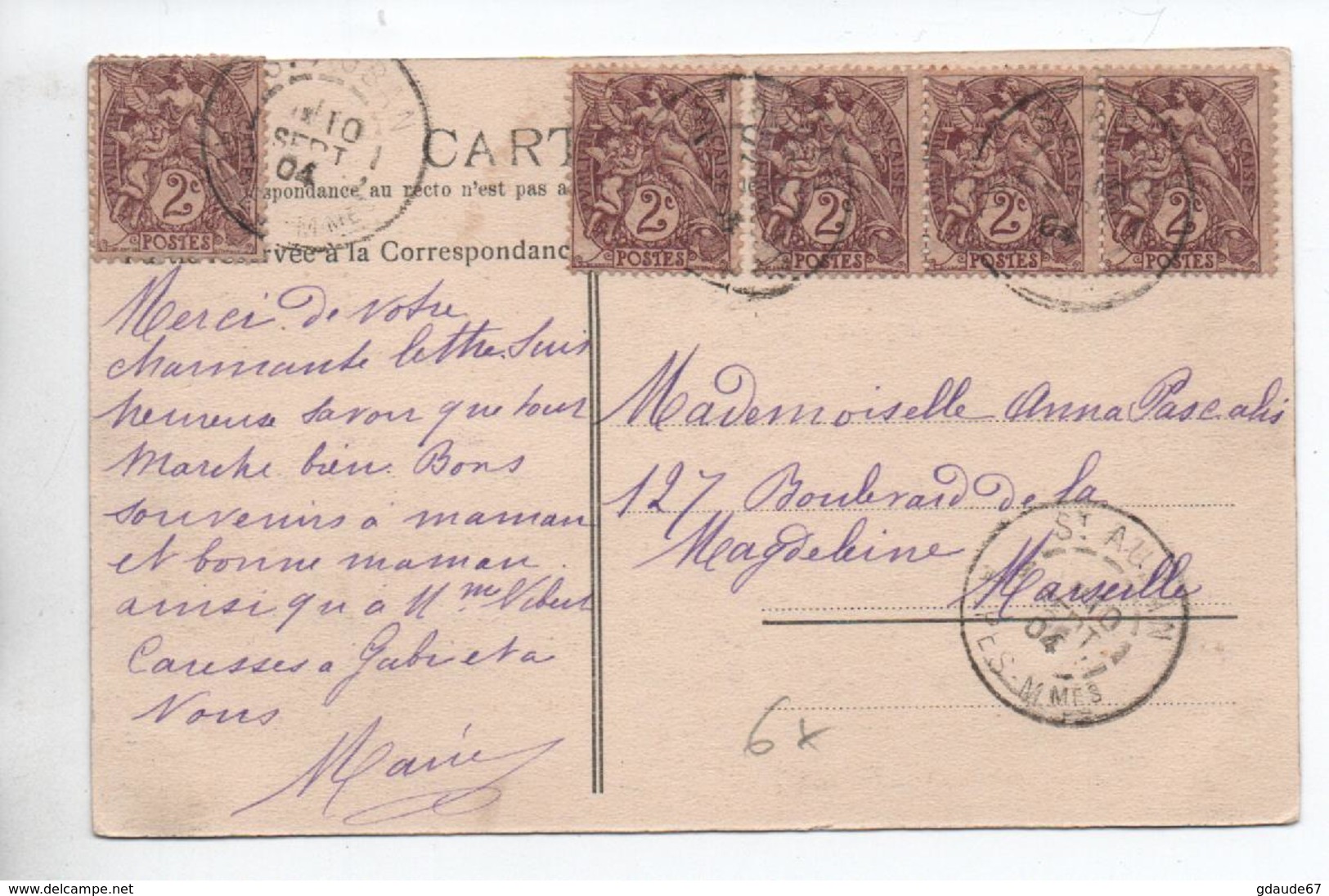 1904 - CP De SAINT AUBAN (ALPES MARITIMES) Avec TYPE BLANC - 1877-1920: Semi Modern Period