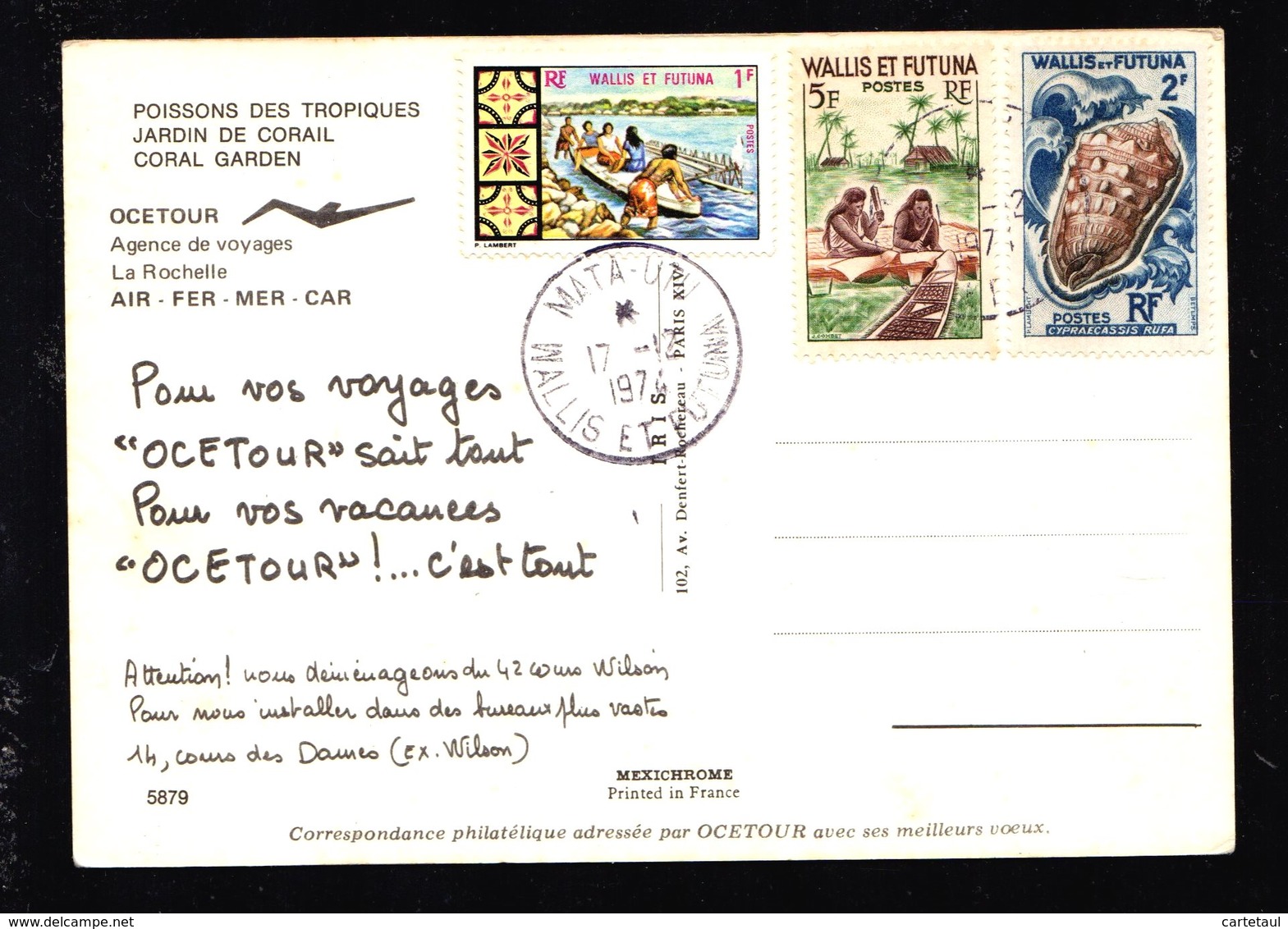 CP Pub OCETOUR Voyages Affr. WALLIS Et FUTUNA Tàd MATA-UTU 17-12-1974  TB  2 SCAN - Other & Unclassified