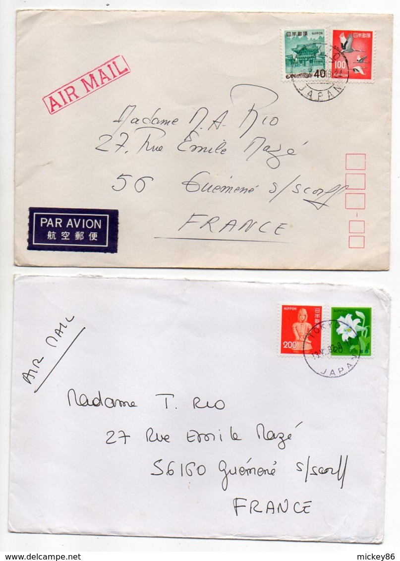 Japon--Lot De 2 Lettres De TOKYO  Pour GUEMENE SUR SCORFF-56 (France)--timbres--cachets - Collezioni & Lotti