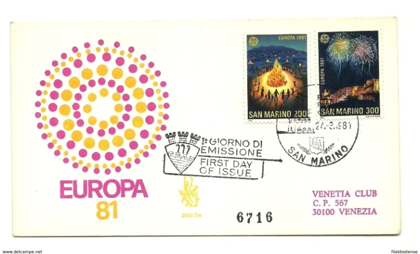 1981 - San Marino 1069/70 Europa - FDC - 1981