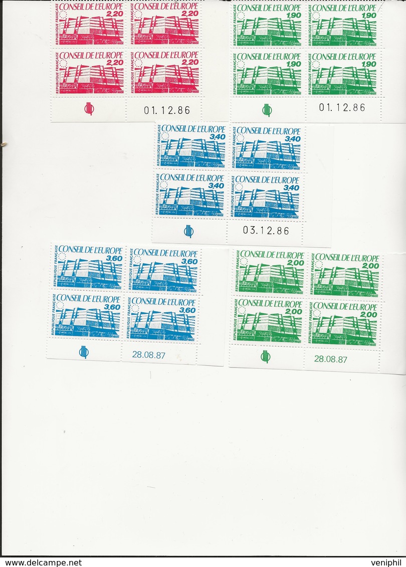 COINS DATES -TIMBRES DE SERVICE N° 93 A 97 BLOC DE 4 NEUF XX -ANNEE 1986-87  COTE : 42 € - 1960-1969