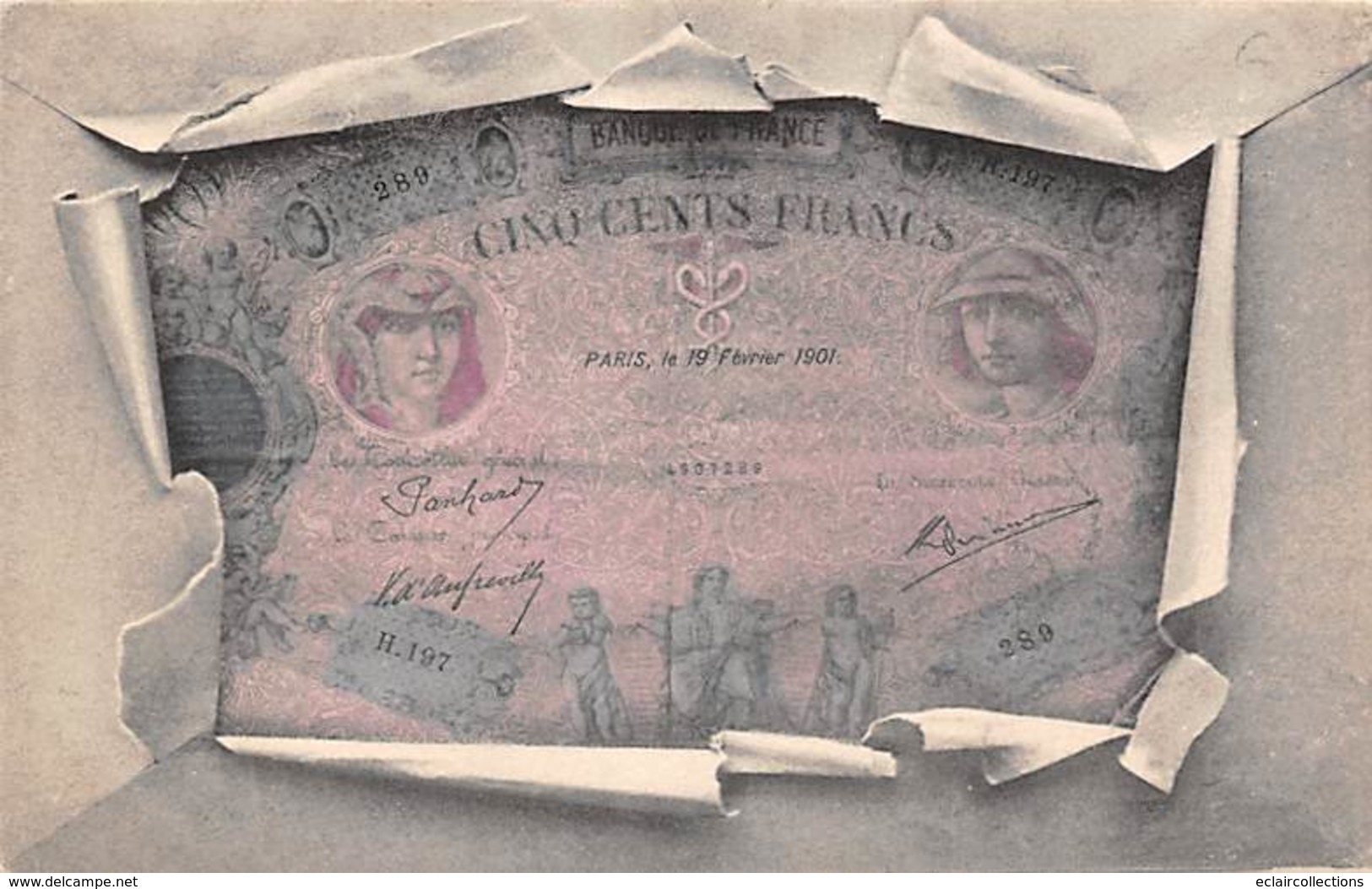 Thème  Timbre Et Monnaie Représentation:   Billet Banque  De 50 Francs.19-02-1901       (voir Scan) - Briefmarken (Abbildungen)