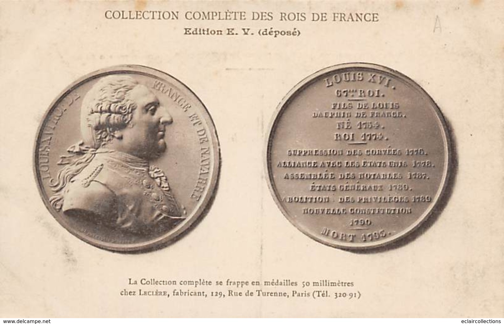 Thème  Timbre Et Monnaie Représentation:   Monnaie  Louis XVI     (voir Scan) - Briefmarken (Abbildungen)