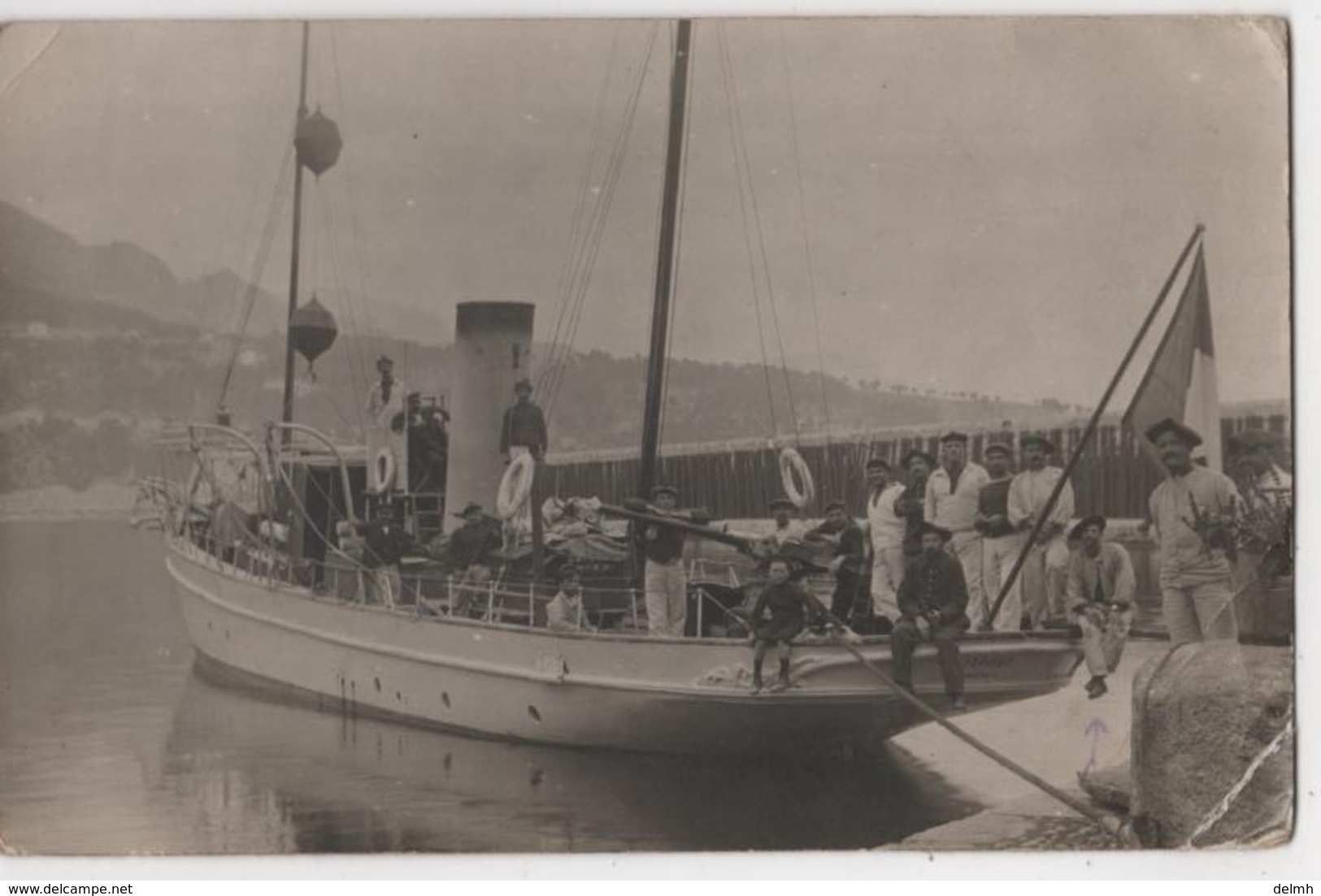 Carte Photo Miltaria Bateau De Guerre Immatriculé Cannes Marins Chasseurs Alpins - Cannes