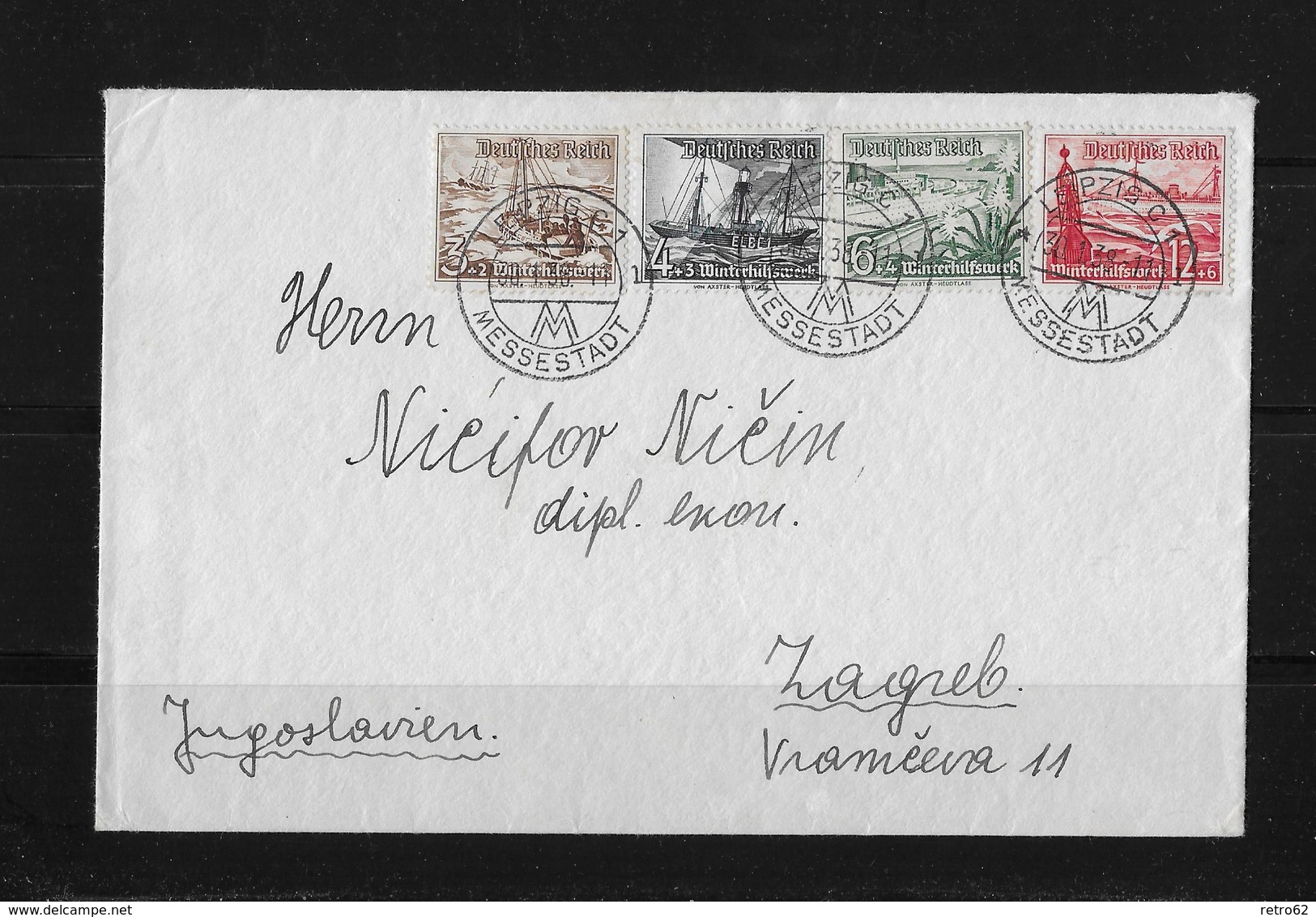 1938 Deutsches Reich Brief Leipzig Zagreb Jugoslawien - Briefe U. Dokumente