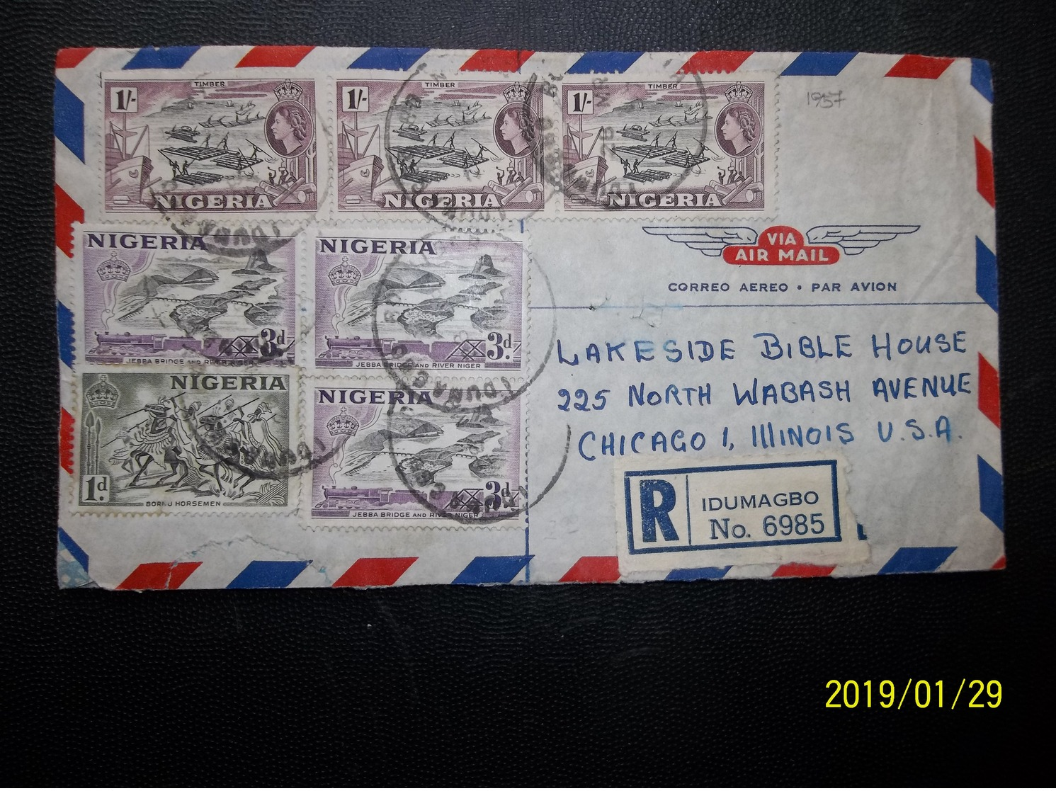 Nigeria: 1957 Rgt. Air Cover To USA (#PM8) - Nigeria (...-1960)