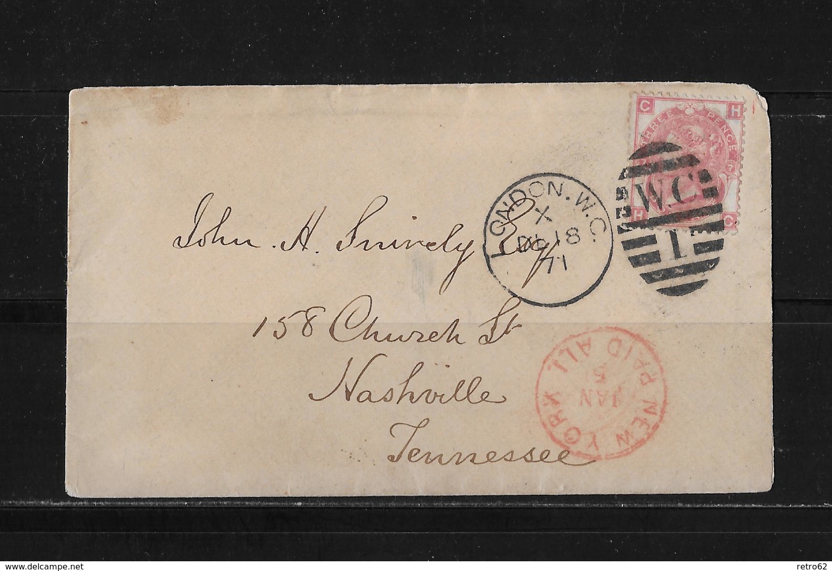 1871 Großbritannien Brief London Nashville USA - Lettres & Documents