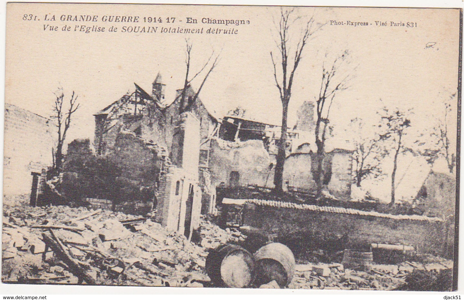 La Grande Guerre 1914-17 - En Champagne - Vue Sur L'Eglise De SOUAIN Totalement Détruite - Weltkrieg 1914-18