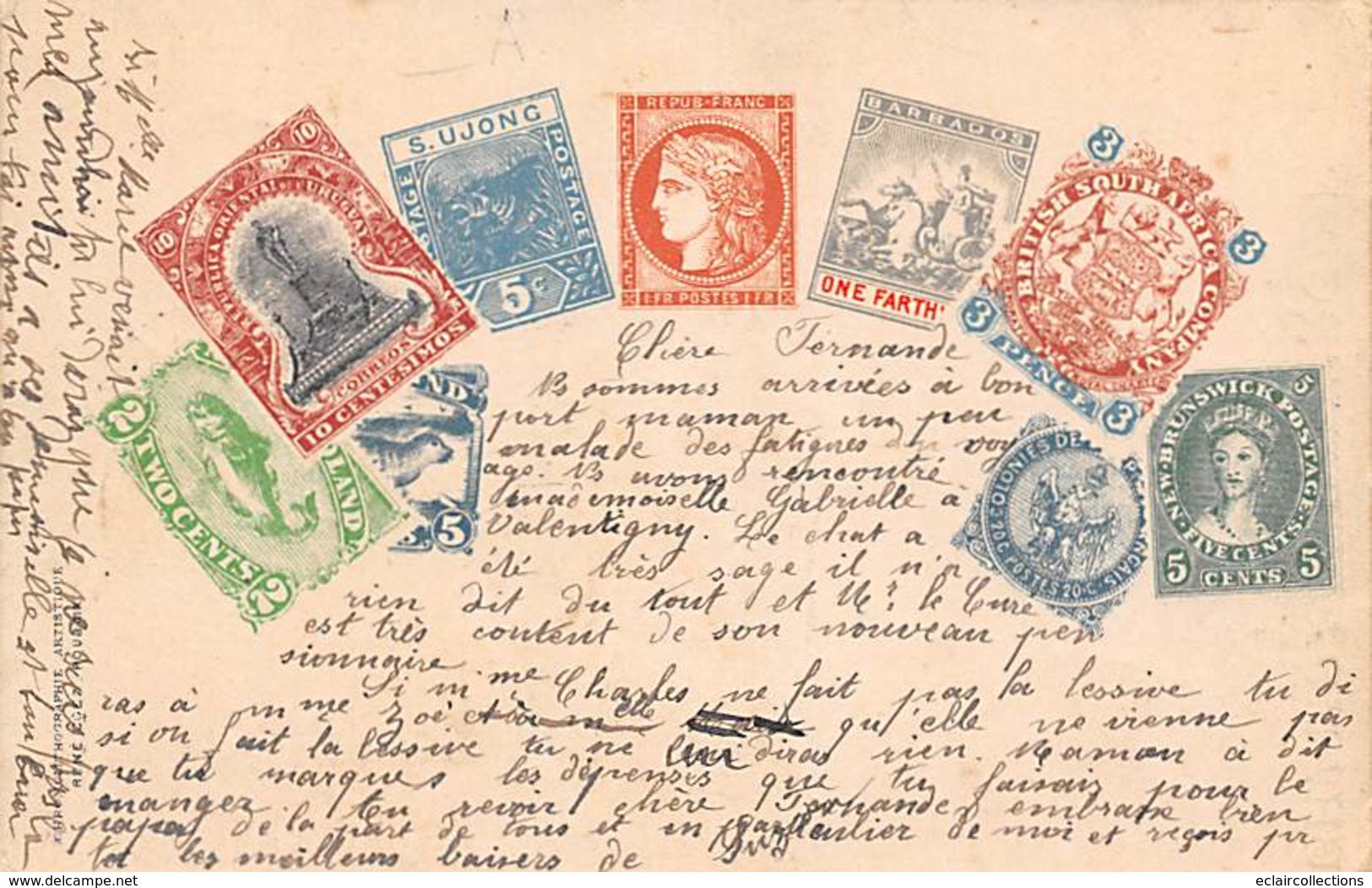 Thème  Représentation De Timbres:     De Différents Pays  1  (voir Scan) - Briefmarken (Abbildungen)
