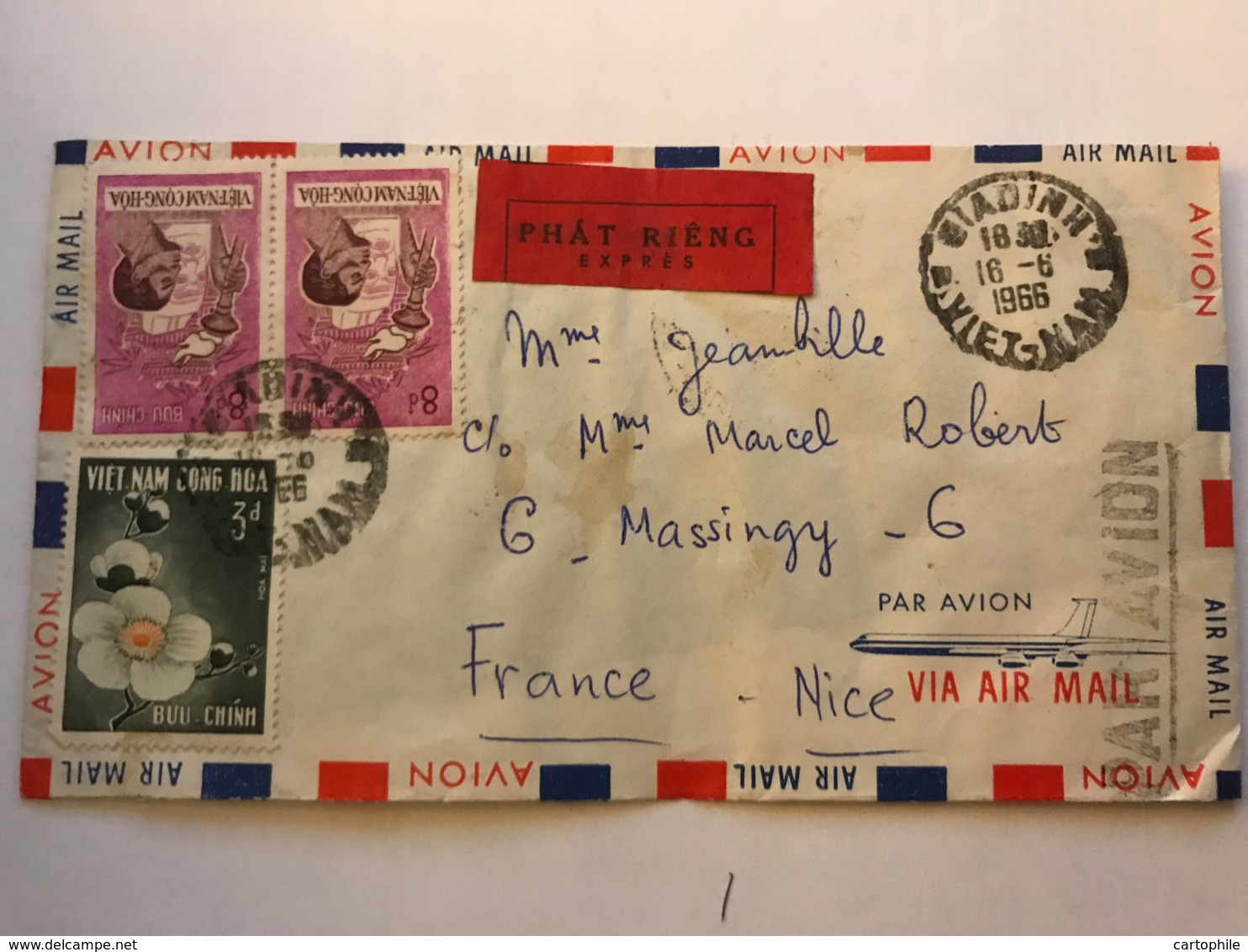 SOUTH VIET NAM - Express Letter 1966 From GIADINH - Air Mail To France - Viêt-Nam