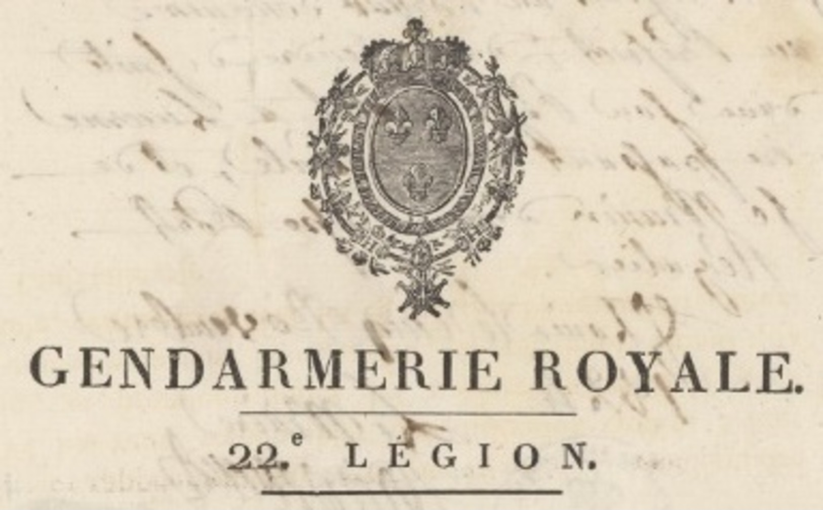 Héraldique Gendarmerie Royale 22e Légion Lunéville 1824 - 3e Division Militaire St.Louis Généalogie Vitale Lucerne - Documenti Storici