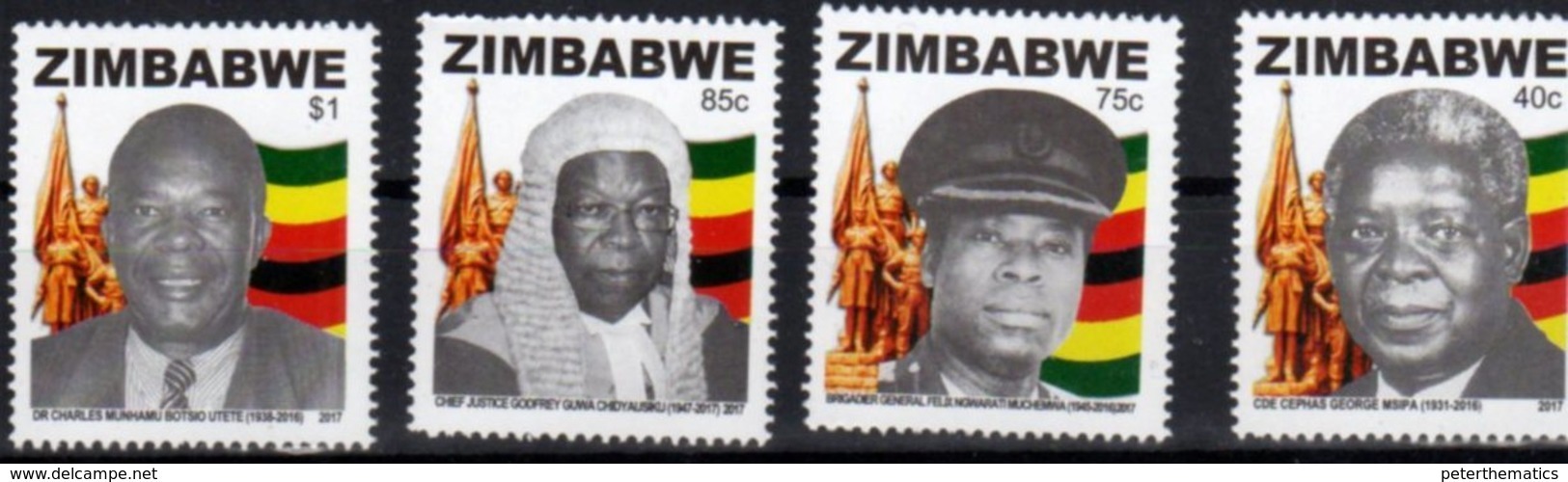 ZIMBABWE, 2018, MNH, HEROES, 4v - Other & Unclassified