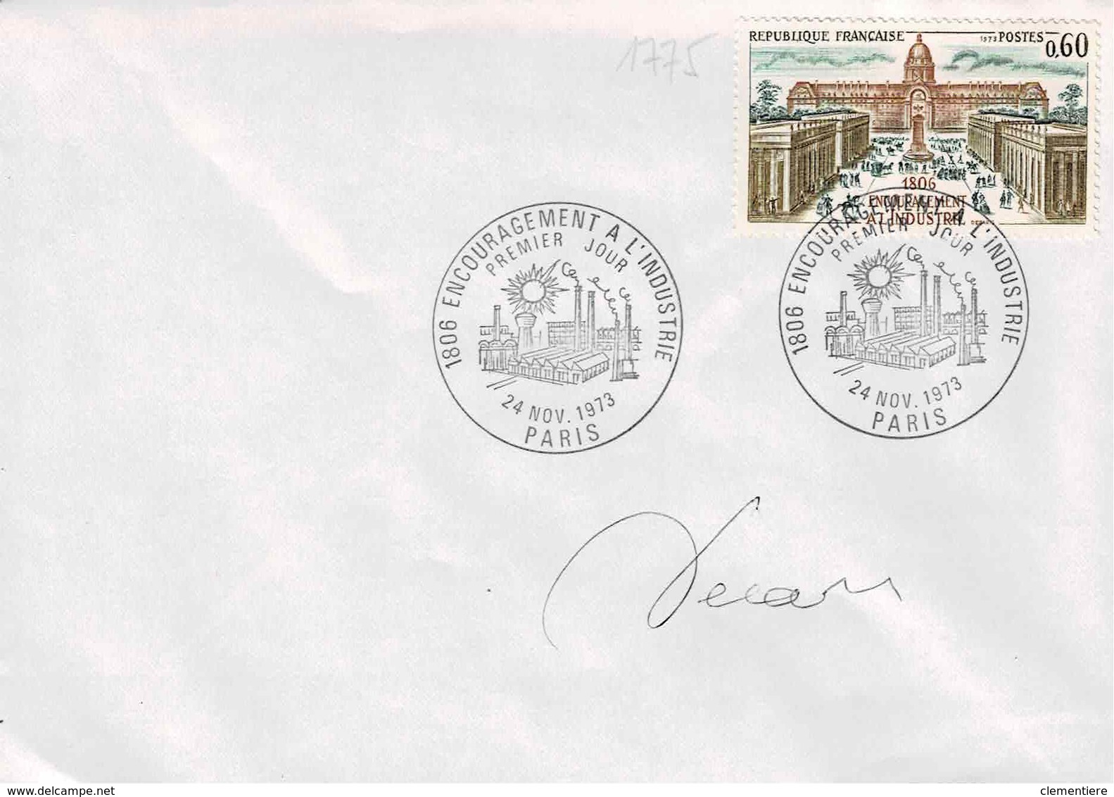 TP N° 1775 Seul Sur Enveloppe Non Circulée Avec Cachet 1er Jour De Paris Et Signature De Décaris - 1961-....