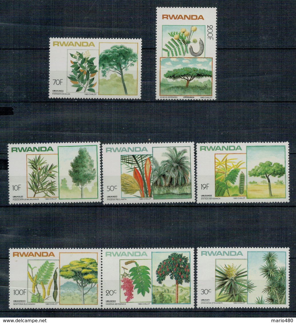 RWANDA     1983    TREES         MNH**   SET X 8 - Nuovi