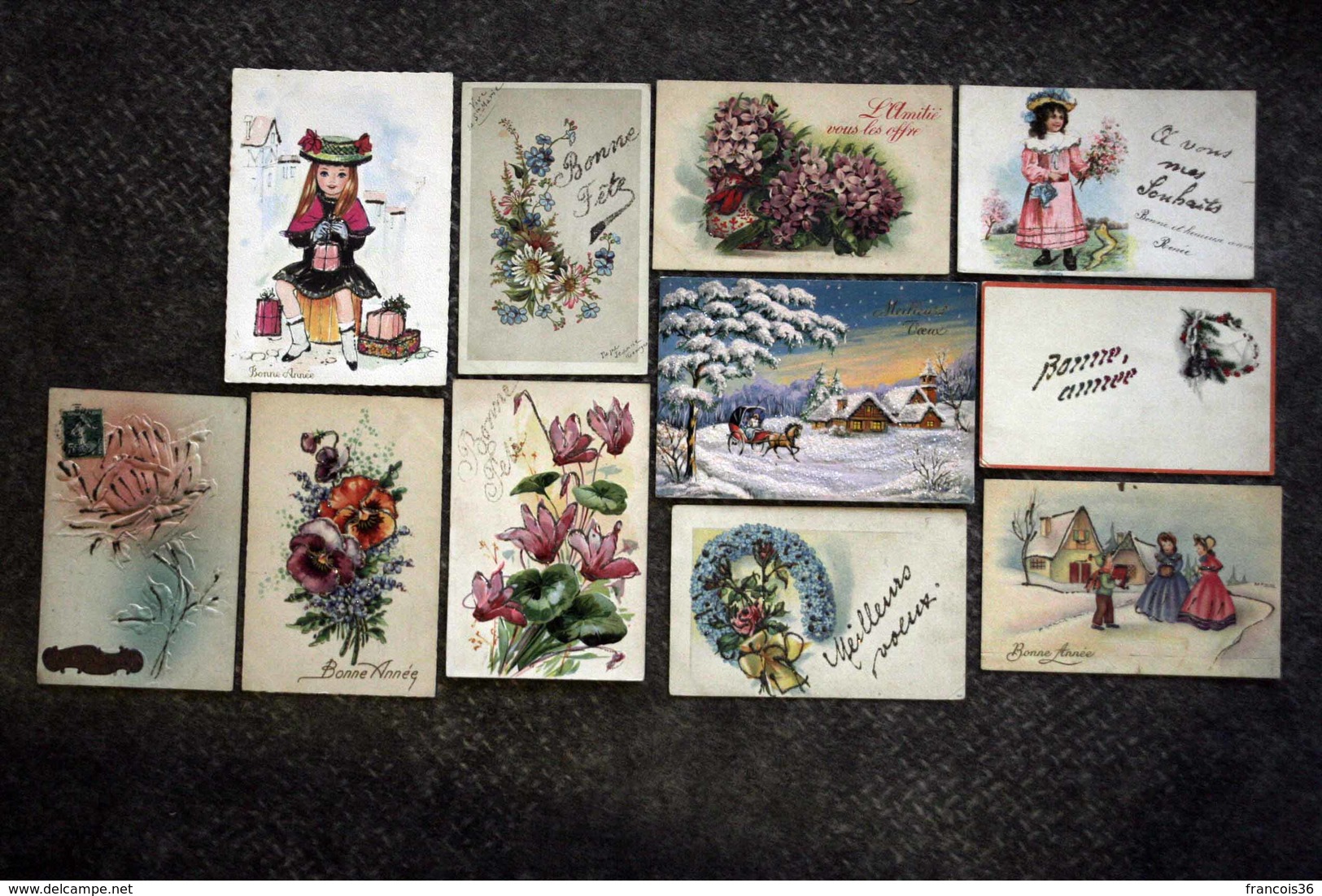 Lot De 26 Cartes Fantaisies Avec Ajoutis - Fleurs Illustrations Enfants Etc.. - Autres & Non Classés