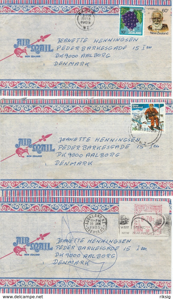 New Zealand - 3 Covers Sent To Denmark   H-1375 - Covers & Documents