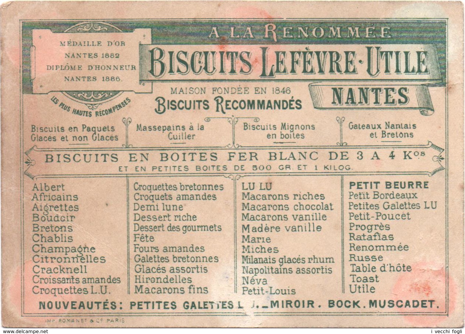 Figurina, Chromo, Victorian Trade Card. Lefèvre-Utile. Romanet. Monsieur De Crac. Il Barone Di Munchausen - Lu