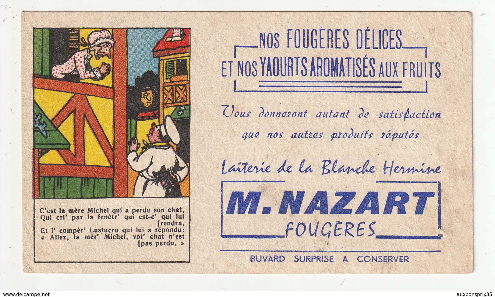 FOUGERES - LAITERIE NAZART - BUVARD SURPRISE - 35 - Dairy