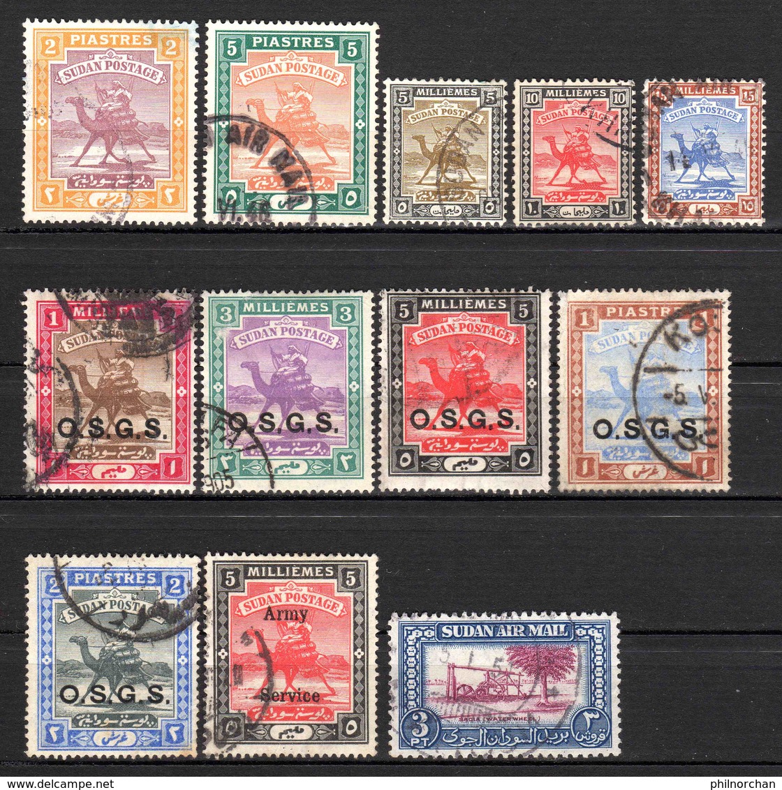 Sudan 1898/1940 N°40,41,42,43,45 Service N°5,6,7,8,9,18 Aér.N°35   0,70 € (cote 4,90 €  12 Valeurs) - Sudan (...-1951)