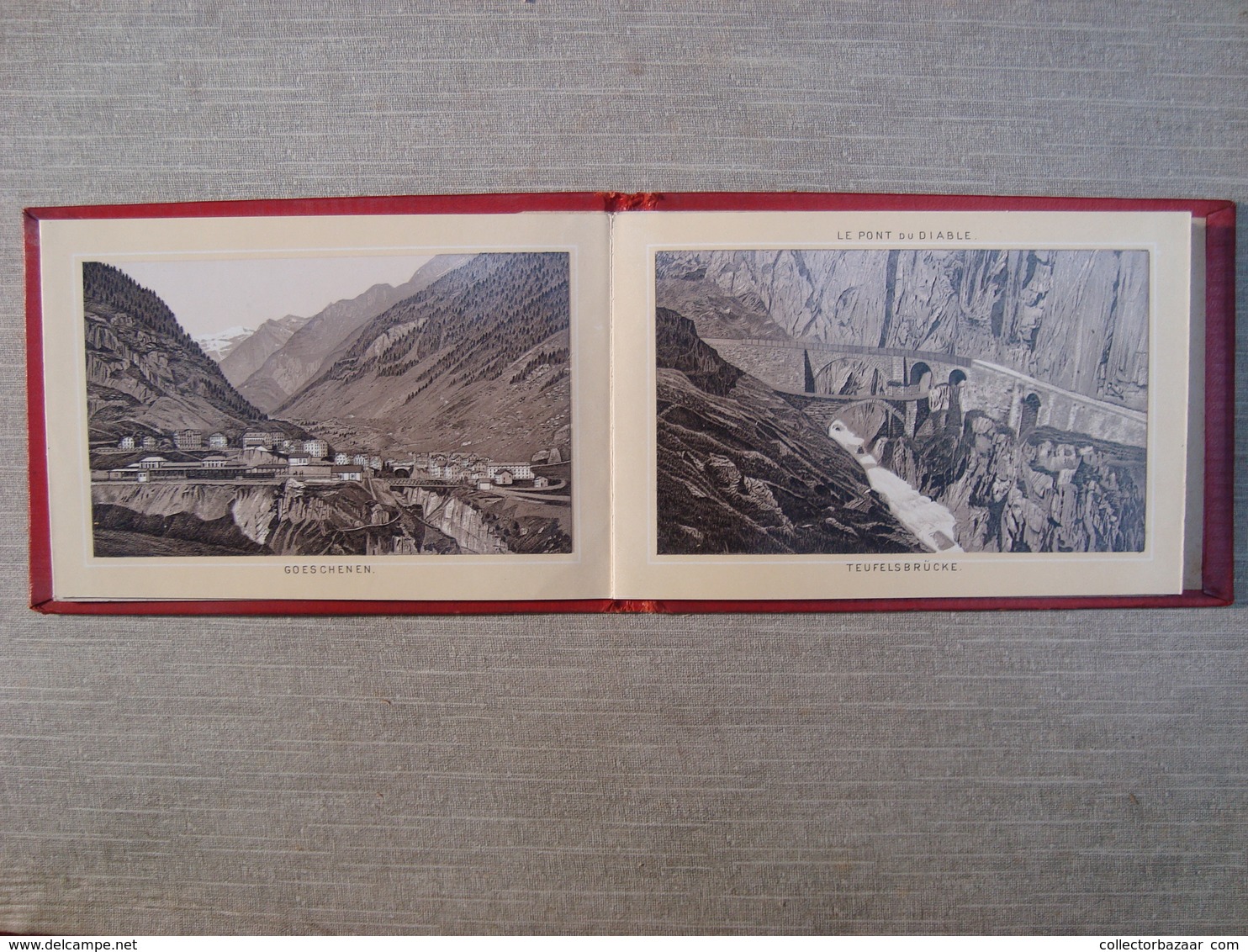 Album souvenir printed photographies ca1890 Souvenir route du St. Gotthard Karl Künzli Zurich Litho Synnberg & Ruttger