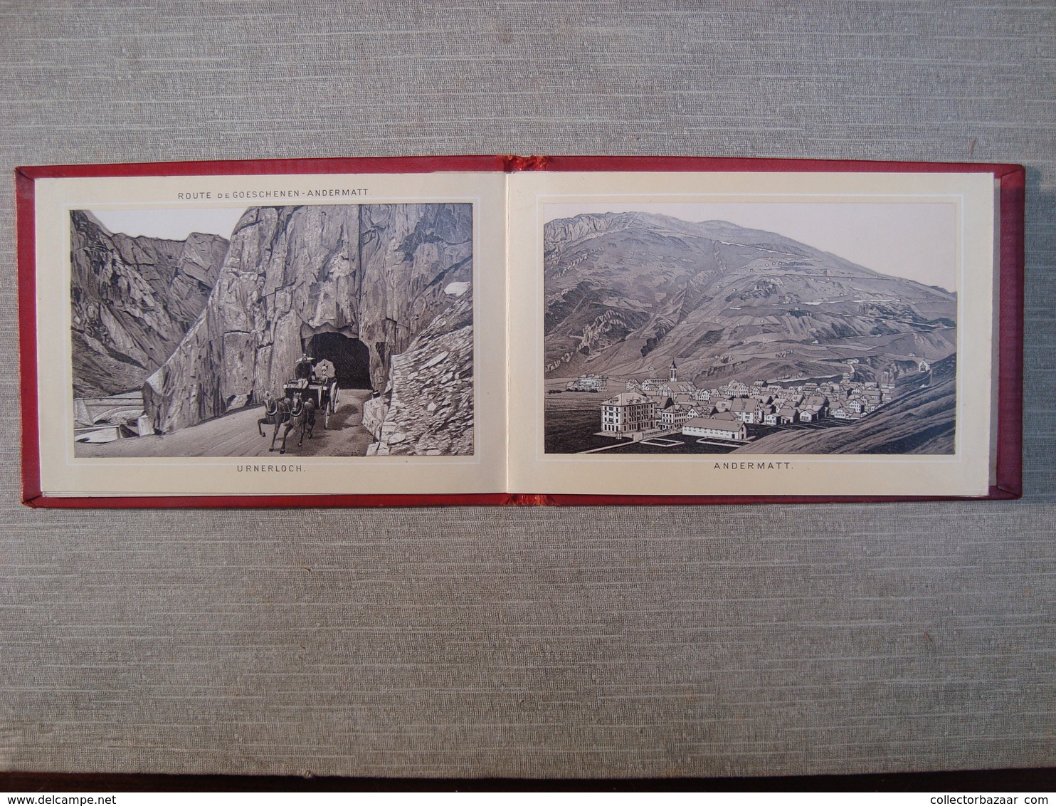 Album souvenir printed photographies ca1890 Souvenir route du St. Gotthard Karl Künzli Zurich Litho Synnberg & Ruttger