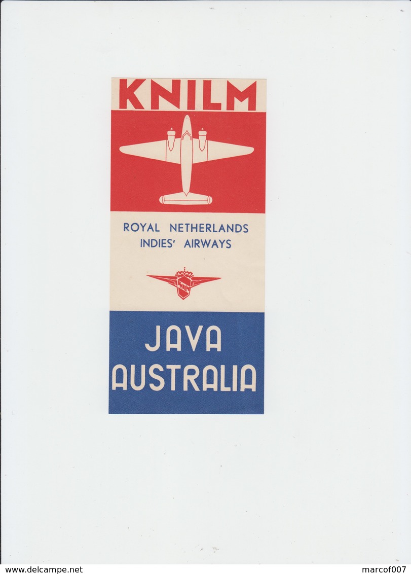 Publicité - AVIATION - ROYAL NETHERLANDS INDIES' AIRWAYS - JAVA AUSTRALIA  - KNILM - Publicités