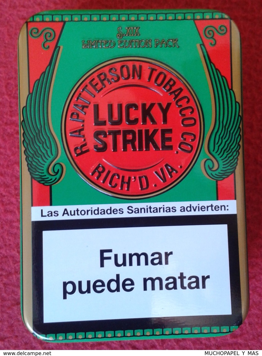 SPAIN ESPAGNE ANTIGUA LATA METÁLICA DE CIGARRILLOS TABACO TOBACCO CIGARETTES CIGARETTES AÑO 2009 APROX. LUCKY STRIKE VER - Cajas Para Tabaco (vacios)