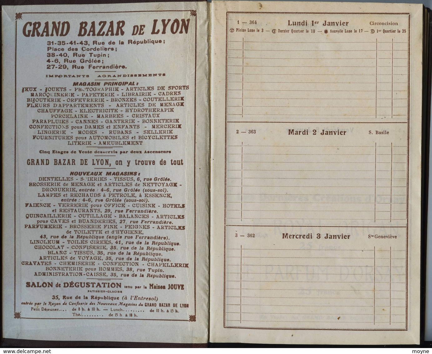 LYON - AGENDA PUBLICITAIRE  Du  GRAND  BAZAR  De  LYON  - 1923 -  Etat Neuf - Nombreuses Illustrations - Autres & Non Classés