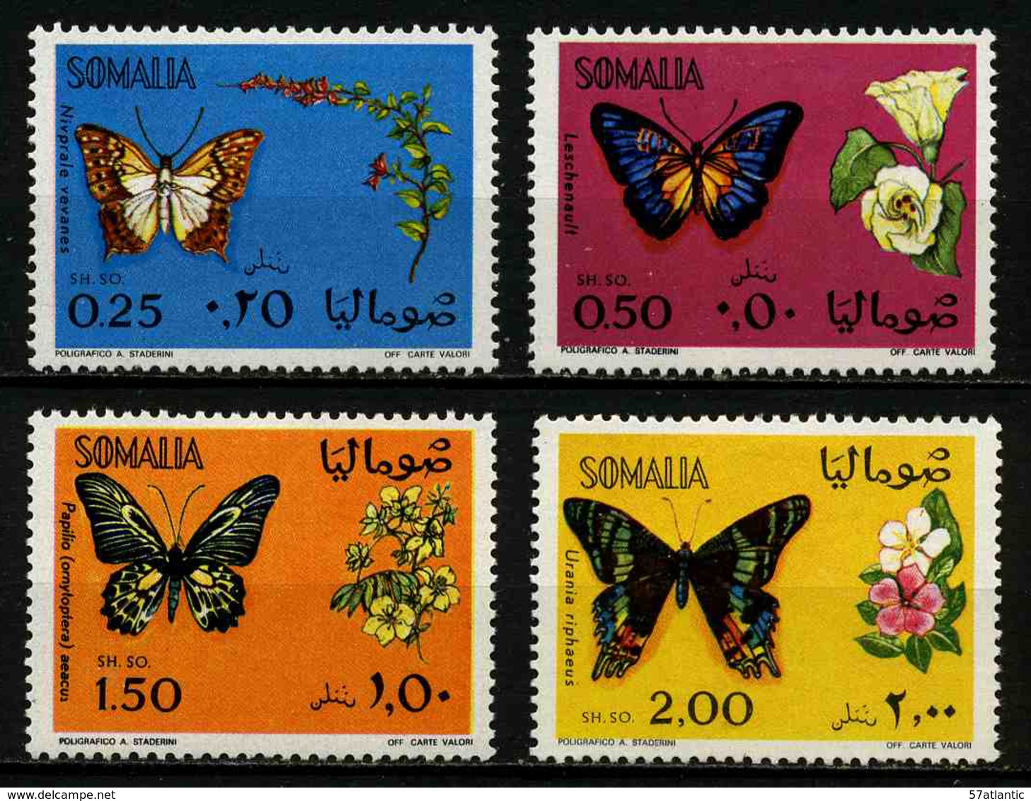 SOMALIE - PAPILLONS - YT 113 à 116 * - SERIE COMPLETE 4 TIMBRES NEUFS * - Mariposas