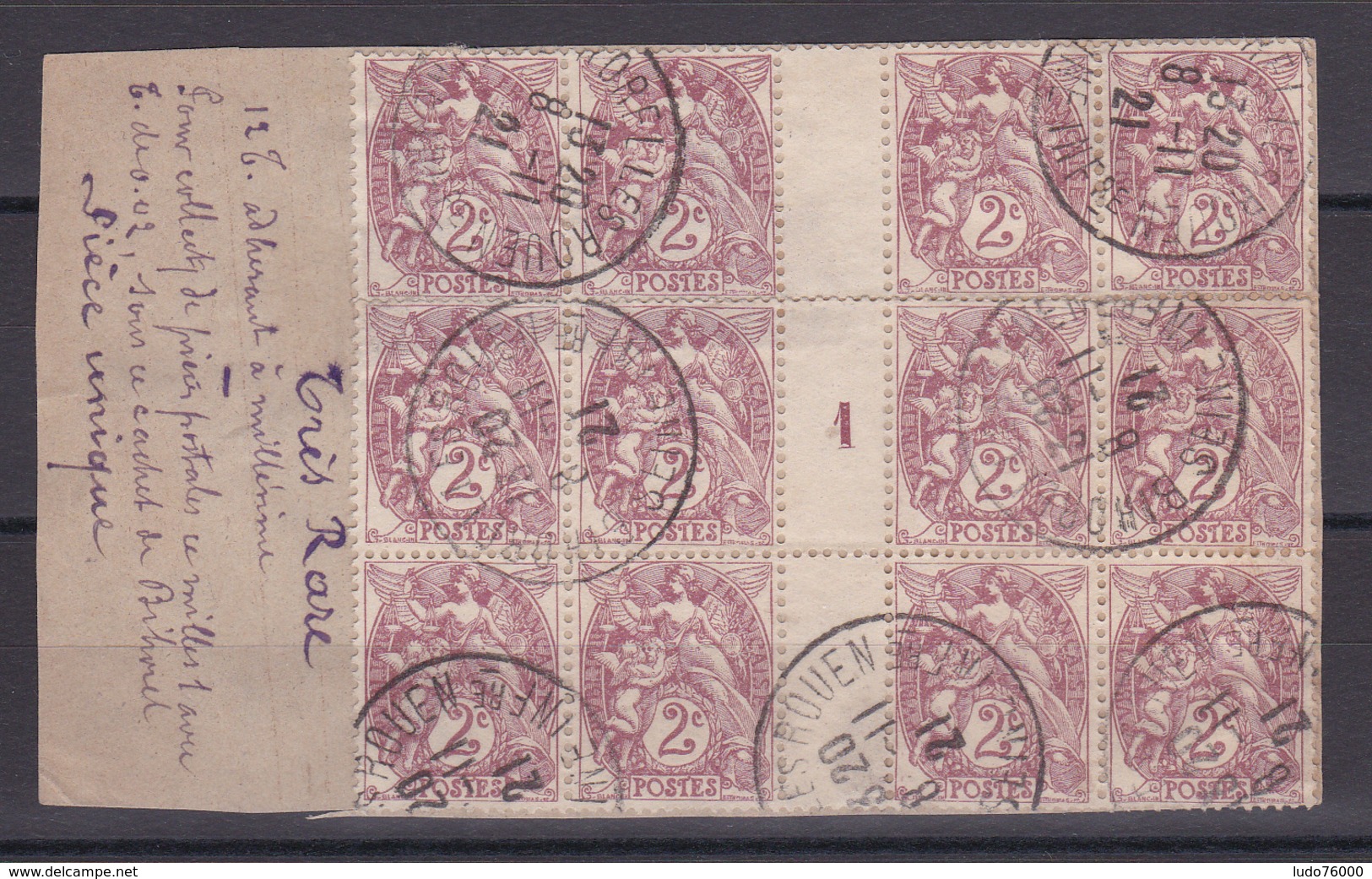 D316/ N° 108 BLOC DE 12 AVEC MILLESIMES OBLITERE SUR FRAGMENT - Collections