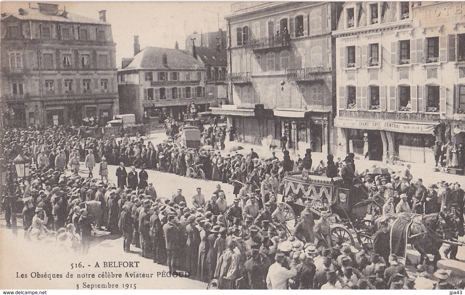 BELFORT  Les Funerailles De L Aviateur Pegoud  3septembre 1915 Le Convoi - Belfort - Ville