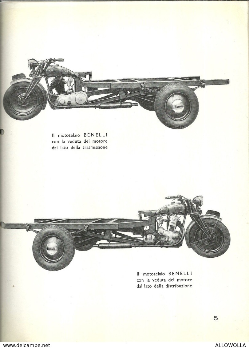 2290 " MOTOCARRI BENELLI - TIPO B.500 E B R.v. 500 - 12 PAGINE + COPERTINE-FINE ANNI '30  " CATALOGO ORIGINALE - Motos