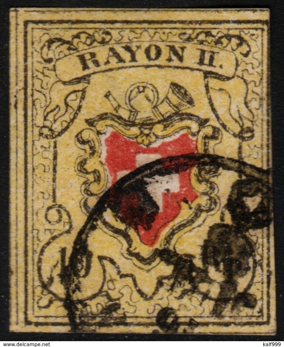 ~~~ Switzerland Rayon II 1850 - Coat Or Arms - Mi. 8 II (o) CV 130.00 Euro ~~~ - 1843-1852 Kantonalmarken Und Bundesmarken