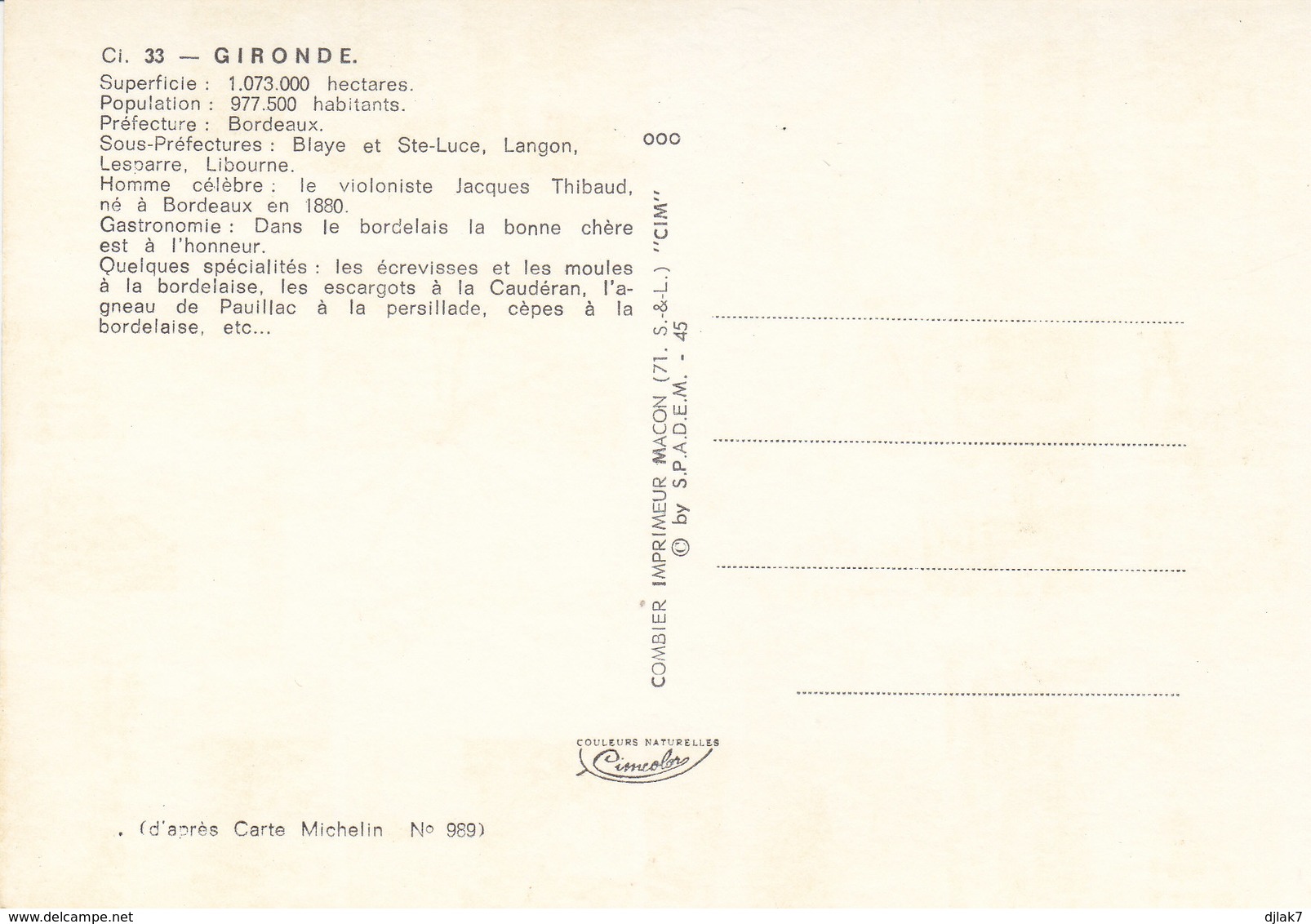 33 Carte Du Département De La Gironde (2 Scans) - Andere & Zonder Classificatie