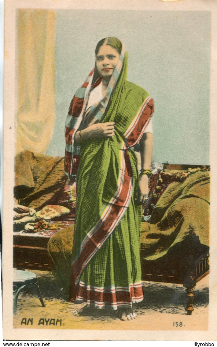 INDIA -  An Ayah Lady- VG Ethnic Postcard - Asie