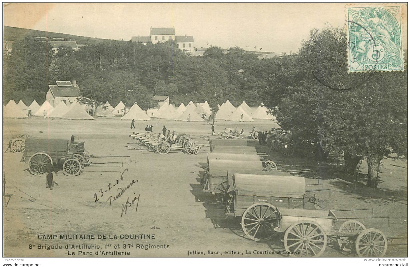 WW GUERRE. Camp Militaire De La Courtine. Le Parc D'Artillerie 1906 Avec Régiments - Guerre 1914-18