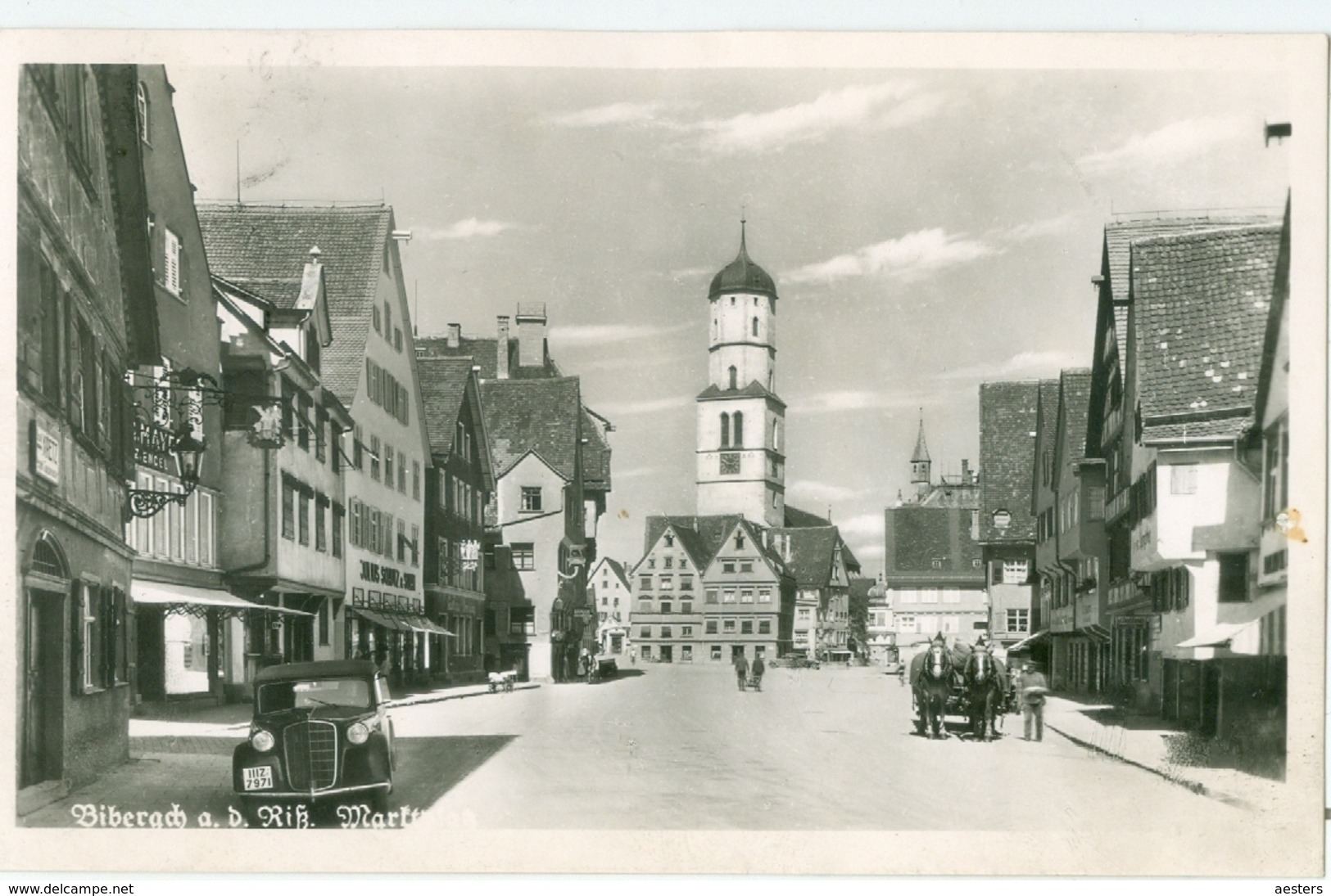 Biberach 1952; Marktplatz - Gelaufen. (Franckh - Stuttgart) - Biberach