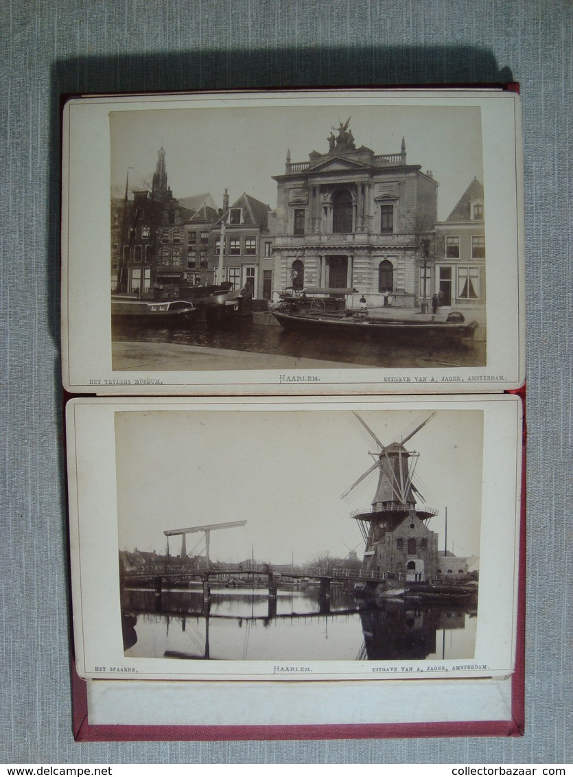 Album souvenir 11 photographies ca1880 "  HAARLEM  "  Photo publie par A. JAGER FOTO Amsterdam Holland windmill