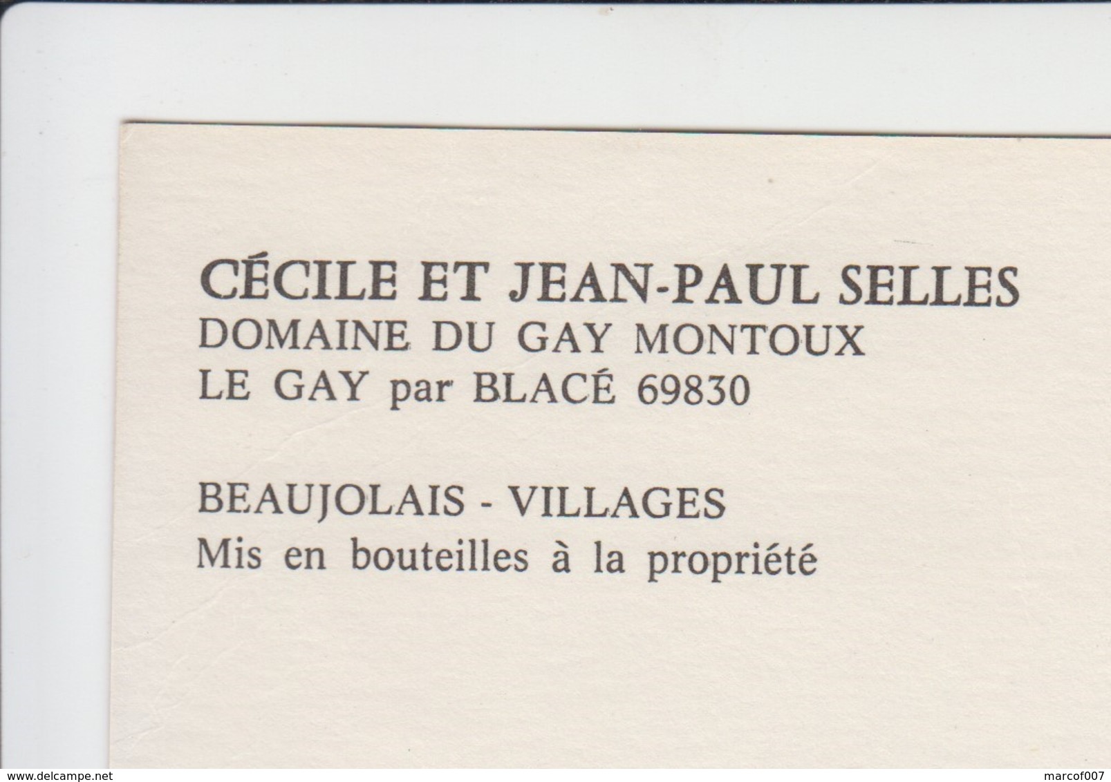 PUB - VIN - DOMAINE DU GAI MONTOUX - BEAUJOLAIS VILLAGE - BLACE' POUR CABE DESSILLY A GHLIN - 1984 - 2 Docs - Alcools