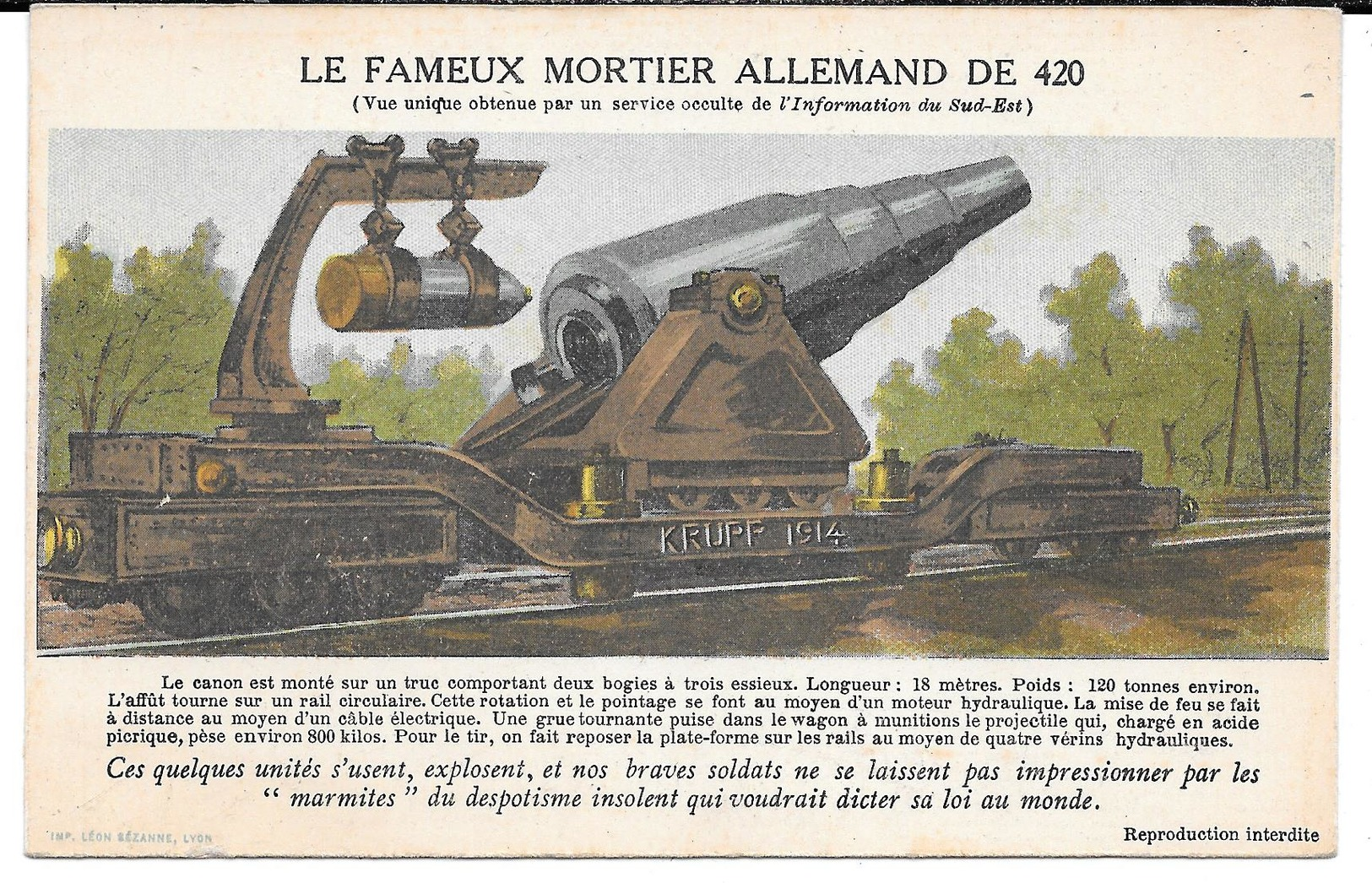 Cpa Le Fameux Mortier Allemand De 420. (Guerre 1914-18) . - Weltkrieg 1914-18