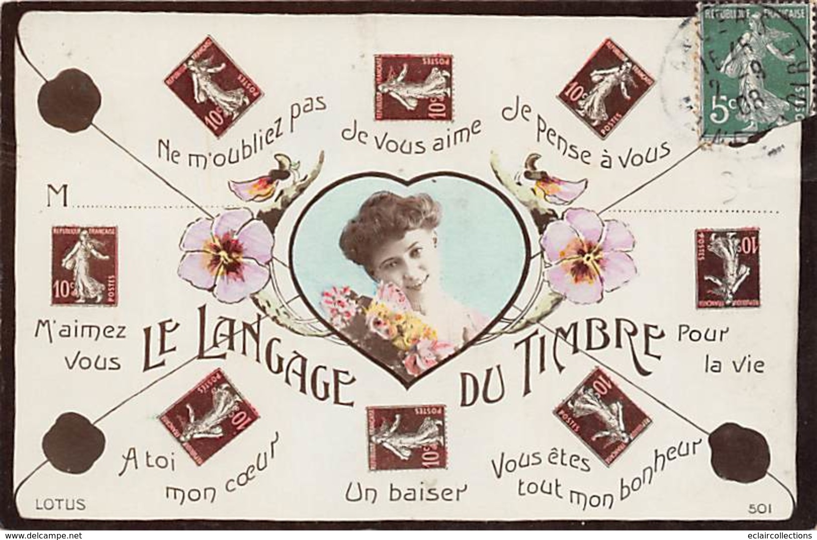 Thème  Représentation De Timbres:+ Langage   Amour    4  (voir Scan) - Stamps (pictures)